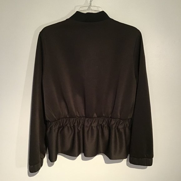 Lea & Viola Lounge Black Peplum Zip Up Jacket Size L - Picture 8 of 10